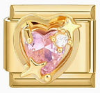 3D Heart Twinkle Italian Charm Italian charm bracelet link in stainless steel