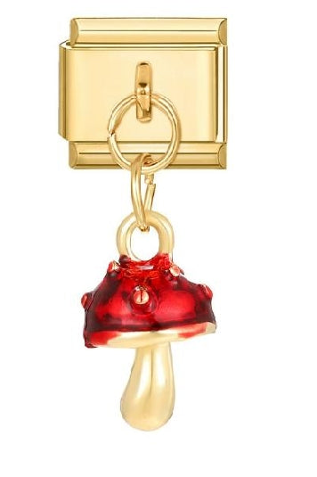 Mushroom Pendant Italian Charm Italian charm bracelet link in stainless steel