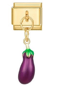 Eggplant Pendant Italian Charm Italian charm bracelet link in stainless steel