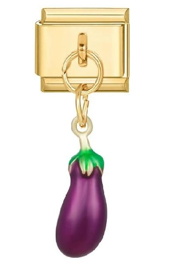 Eggplant Pendant Italian Charm Italian charm bracelet link in stainless steel