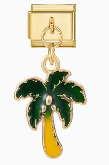 Palm Tree Pendant Italian Charm Italian charm bracelet link in stainless steel