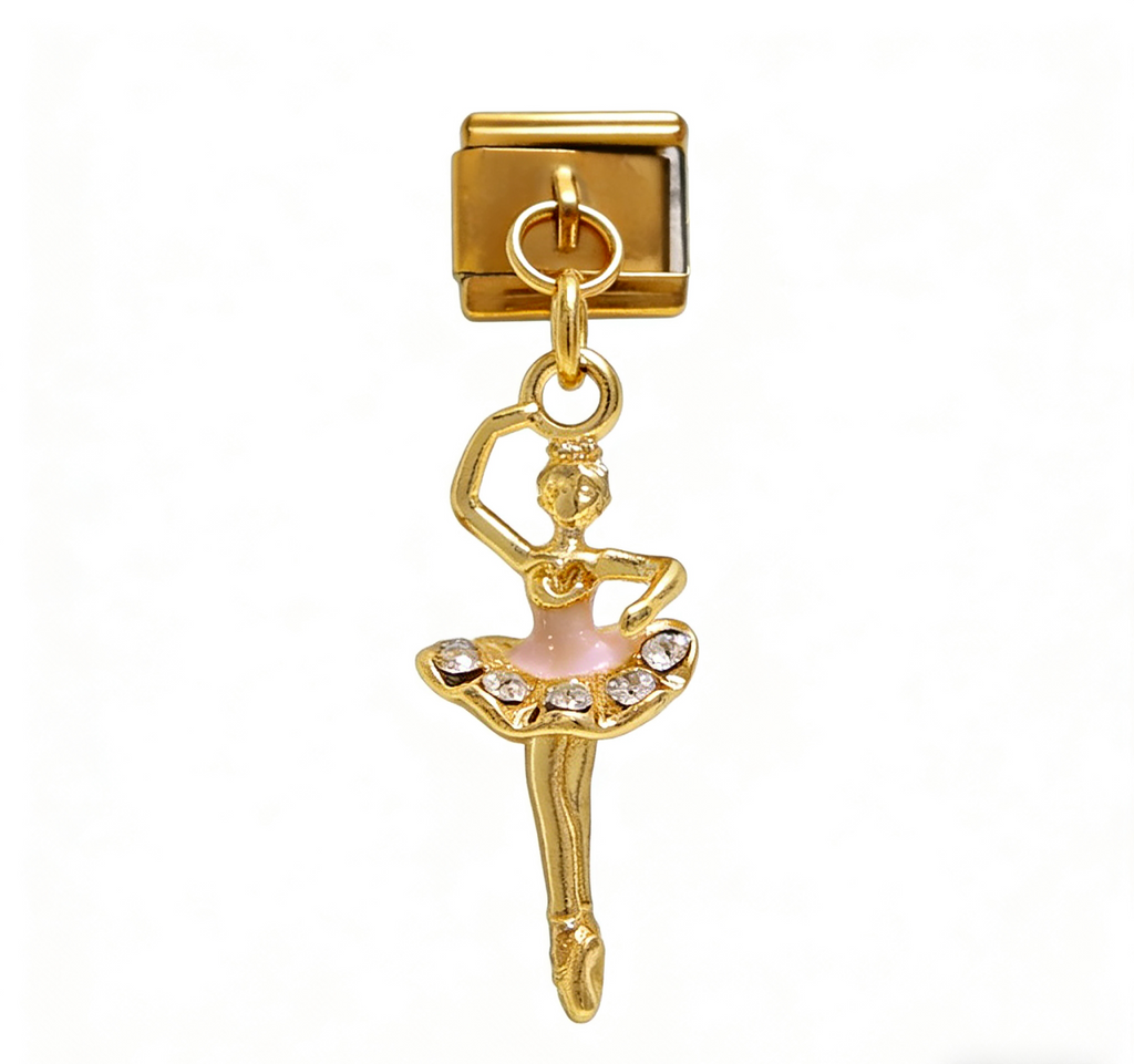 Ballerina Pendant Italian Charm Italian charm bracelet link in stainless steel