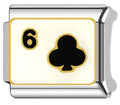 Six Of Clubs Italian Charm Italian charm bracelet link in stainless steel