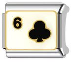 Six Of Clubs Italian Charm Italian charm bracelet link in stainless steel