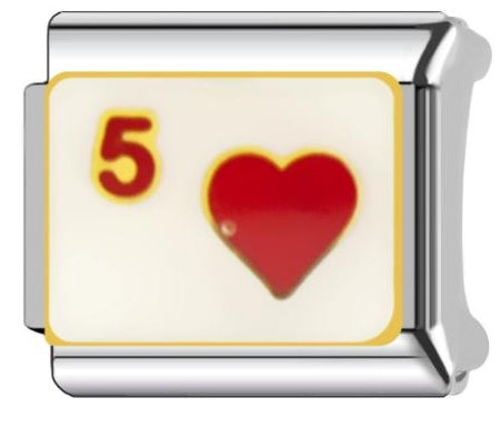 Five Of Hearts Italian Charm Italian charm bracelet link in stainless steel