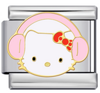 Headphones Kitty Italian Charm Italian charm bracelet link in stainless steel