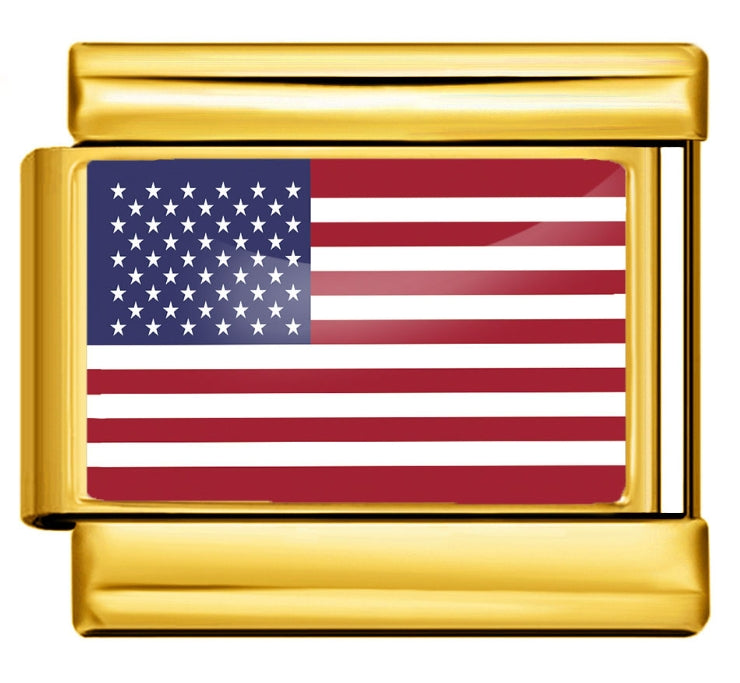 USA FLAG ITALIAN CHARM