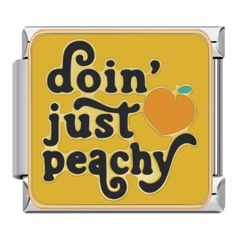 Doin’ Just Peachy Italian Charm Italian charm bracelet link in stainless steel