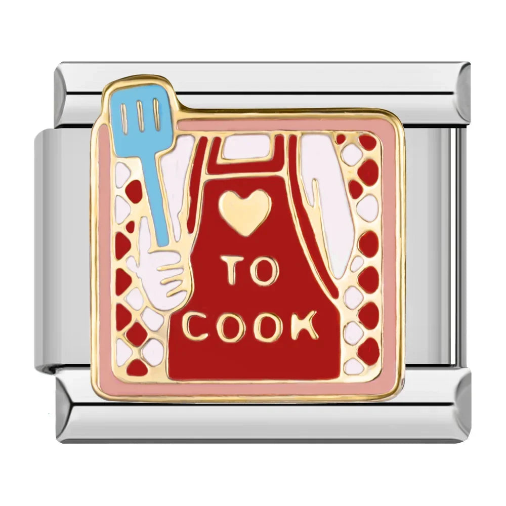 Love To Cook Italian Charm Italian charm bracelet link in stainless steel