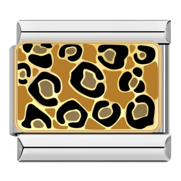 Leopard Print Italian Charm Italian charm bracelet link in stainless steel