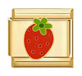 Ditsy Strawberry Italian Charm Italian charm bracelet link in stainless steel