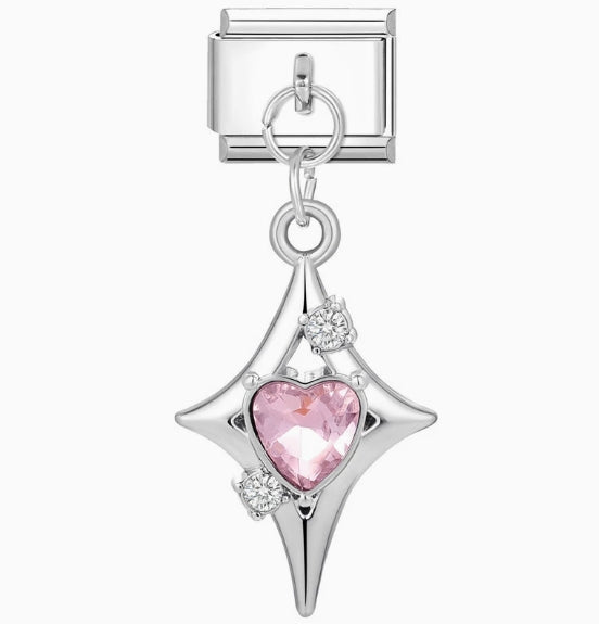 Twinkle Heart Pendant Italian Charm Italian charm bracelet link in stainless steel