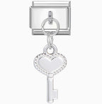 Heart Key Pendant Italian Charm Italian charm bracelet link in stainless steel