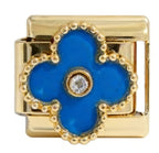 3D Blue Clover Italian Charm Italian charm bracelet link in stainless steel