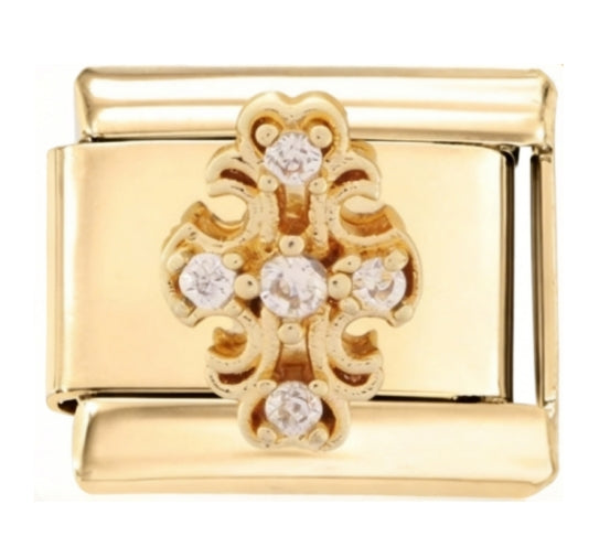 3D Cross Italian Charm Italian charm bracelet link in stainless steel