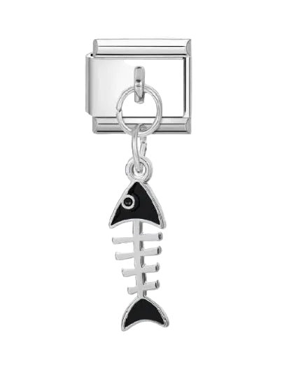 Fish Bone Pendant Italian Charm Italian charm bracelet link in stainless steel