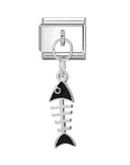 Fish Bone Pendant Italian Charm Italian charm bracelet link in stainless steel