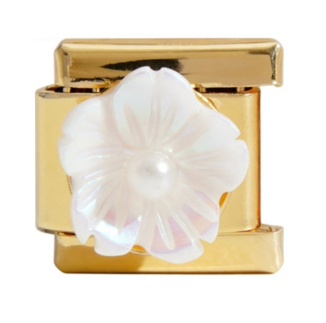 WHITE 3D FLOWER ITALIAN CHARM