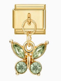 Green Butterfly Pendant Italian Charm Italian charm bracelet link in stainless steel
