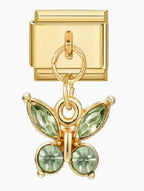 Green Butterfly Pendant Italian Charm Italian charm bracelet link in stainless steel