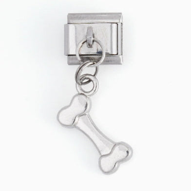 Dog Bone Pendant Italian Charm Italian charm bracelet link in stainless steel