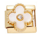 3D White Clover Italian Charm Italian charm bracelet link in stainless steel
