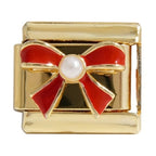 3D Bow Italian Charm Italian charm bracelet link in stainless steel