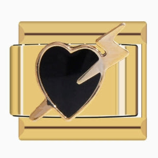 Lightning Heart Italian Charm Italian charm bracelet link in stainless steel