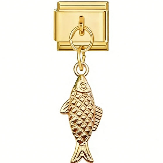 Fish Pendant Italian Charm Italian charm bracelet link in stainless steel