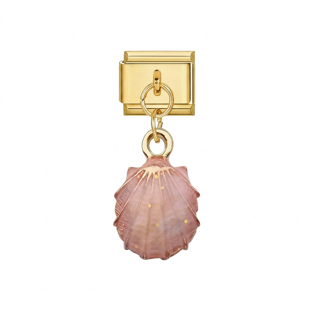 Scallop Shell Pendant Italian Charm Italian charm bracelet link in stainless steel