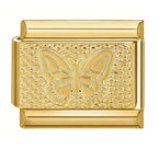 Embossed Butterfly Italian Charm Italian charm bracelet link in stainless steel