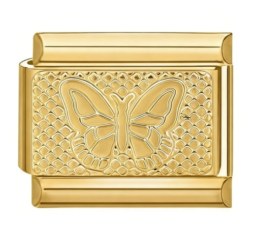 Embossed Butterfly Italian Charm Italian charm bracelet link in stainless steel