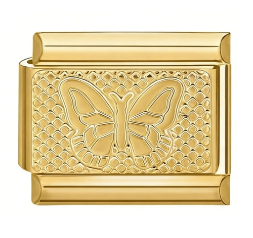 Embossed Butterfly Italian Charm Italian charm bracelet link in stainless steel