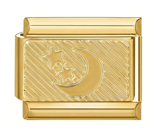 Embossed Moon Italian Charm Italian charm bracelet link in stainless steel