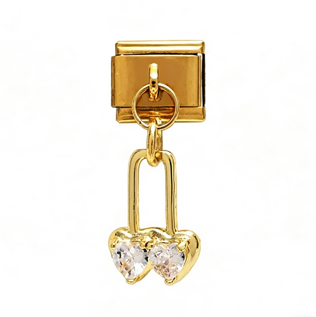 DOUBLE HEARTS PENDANT ITALIAN CHARM