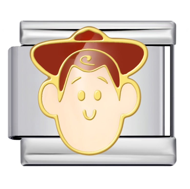 Woody Cowboy Italian Charm Italian charm bracelet link in stainless steel