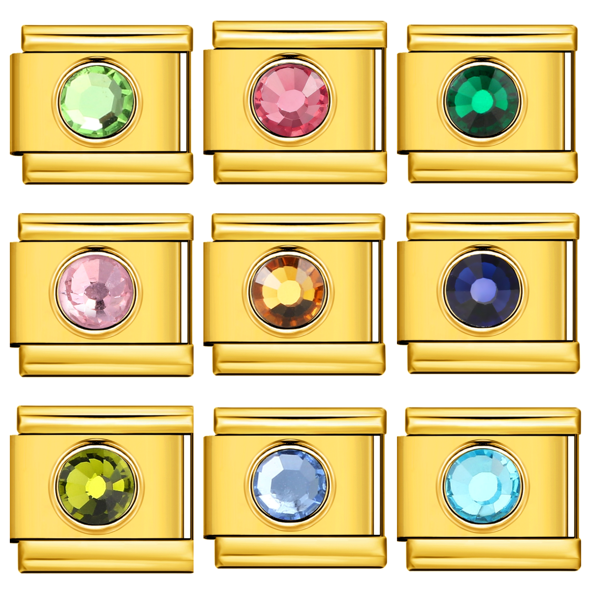 Birthstone Italian Charms Italian charm bracelet link in stainless steel