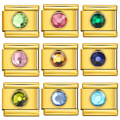 Birthstone Italian Charms Italian charm bracelet link in stainless steel