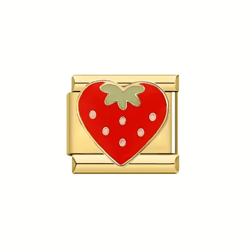 STRAWBERRY HEART ITALIAN CHARM