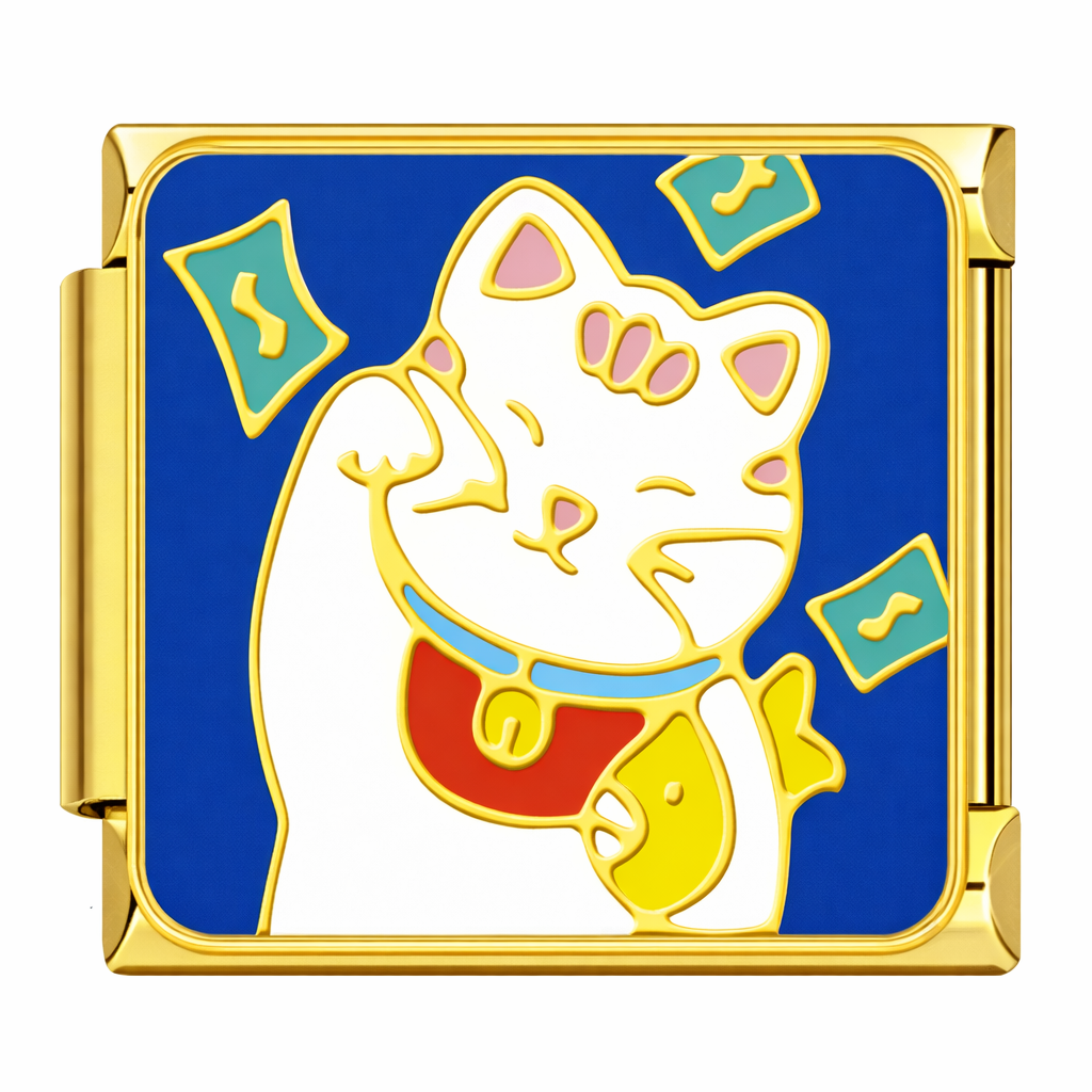 Lucky Cat Italian Charm Italian charm bracelet link in stainless steel
