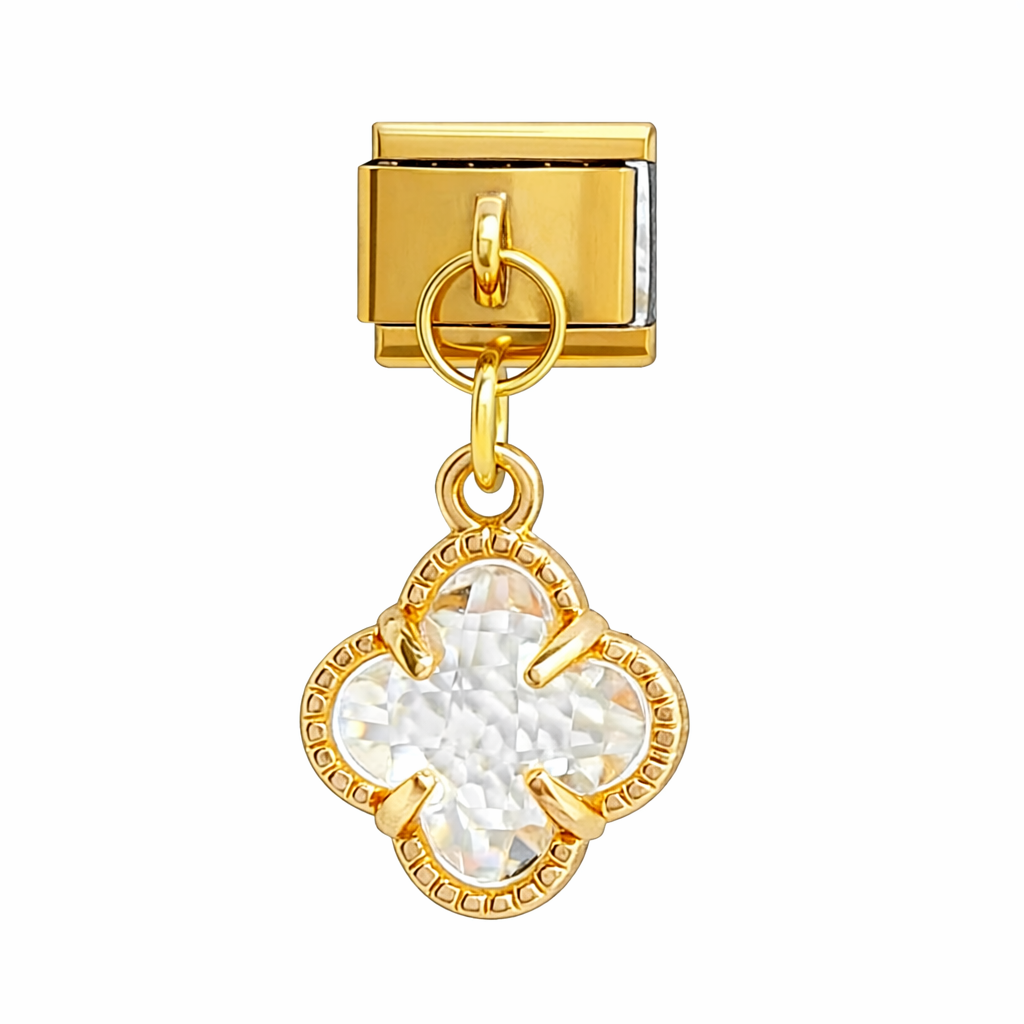 Clover Pendant Italian Charm Italian charm bracelet link in stainless steel