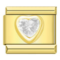 Heart Diamond Italian Charm Italian charm bracelet link in stainless steel