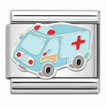 Ambulance Italian Charm Italian charm bracelet link in stainless steel