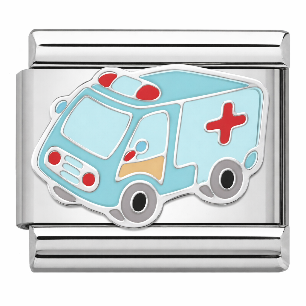 Ambulance Italian Charm Italian charm bracelet link in stainless steel