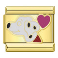 White Dalmatian Kiss Italian Charm Italian charm bracelet link in stainless steel