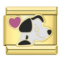 Black Dalmatian Kiss Italian Charm Italian charm bracelet link in stainless steel