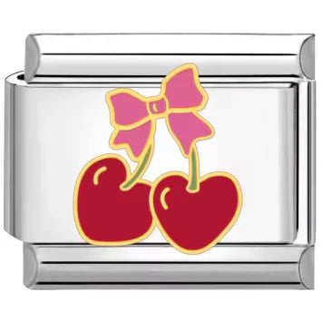 Heart Cherry Italian Charm Italian charm bracelet link in stainless steel