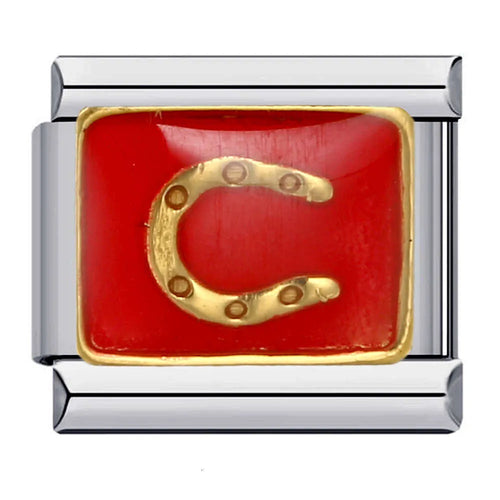 Horseshoe Italian Charm Italian charm bracelet link in stainless steel