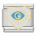 White Heart Evil Eye Italian Charm Italian charm bracelet link in stainless steel