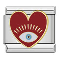 Red Heart Evil Eye Italian Charm Italian charm bracelet link in stainless steel